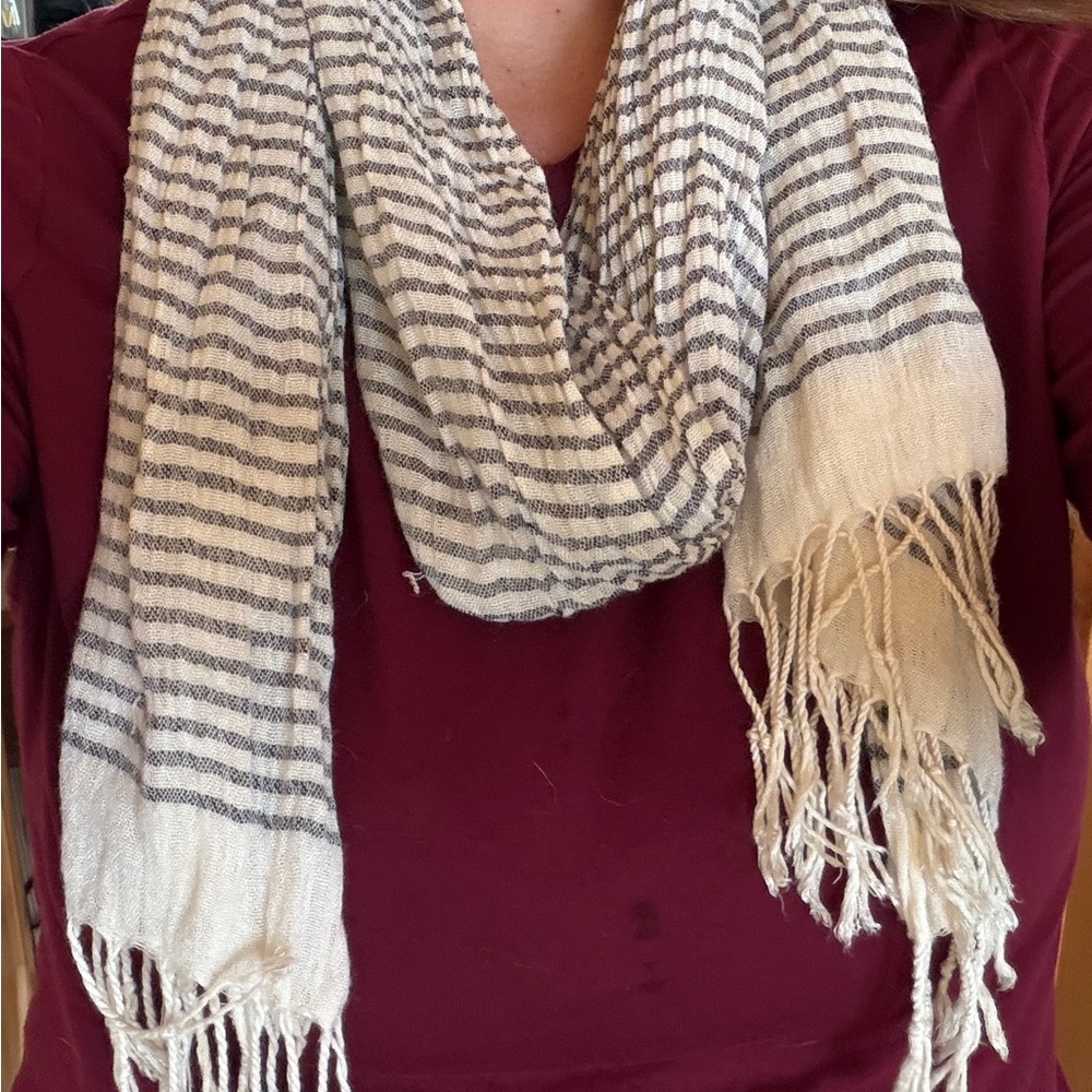 Striped Fringe Scarf